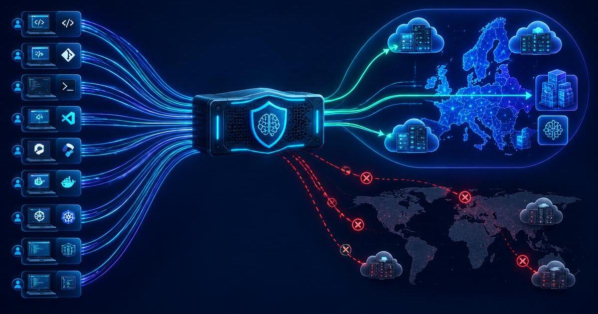 Central AI gateway routing developer tools to approved European endpoints